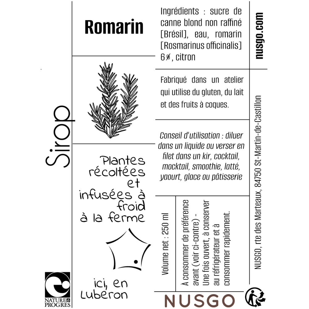 Etiquette - Sirop de romarin